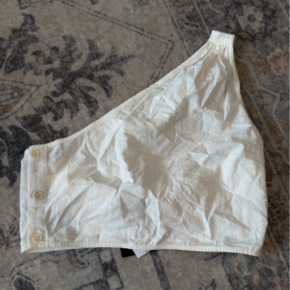 Women's One-Shoulder White Crop Top